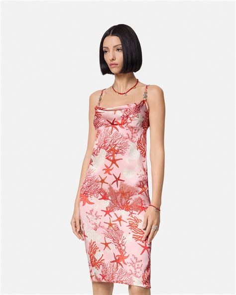 versace starfish dress|Barocco Sea Silk Slip Mini Dress Pink,Print .